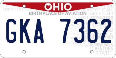 OH license plate GKA7362