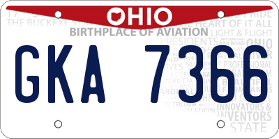 OH license plate GKA7366