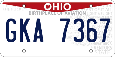 OH license plate GKA7367