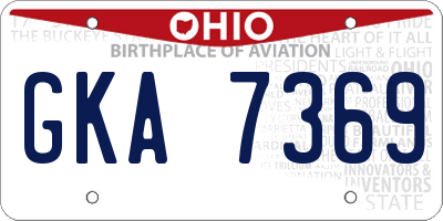 OH license plate GKA7369