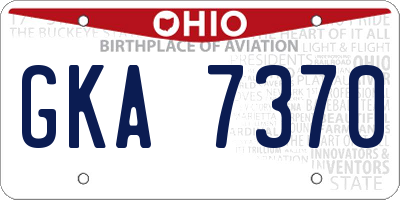 OH license plate GKA7370