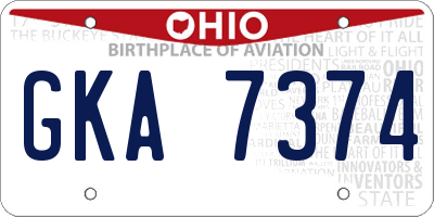 OH license plate GKA7374