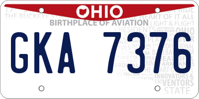 OH license plate GKA7376