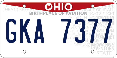 OH license plate GKA7377