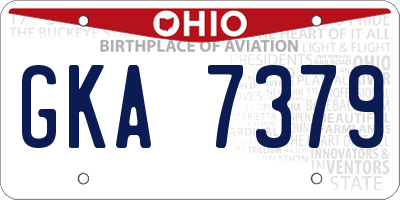 OH license plate GKA7379