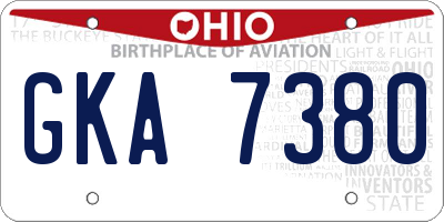 OH license plate GKA7380