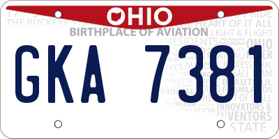 OH license plate GKA7381