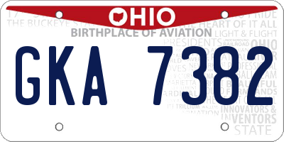 OH license plate GKA7382