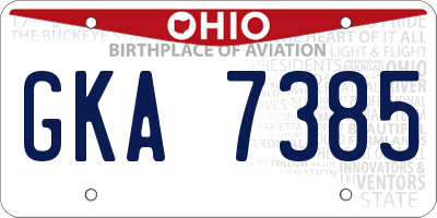 OH license plate GKA7385