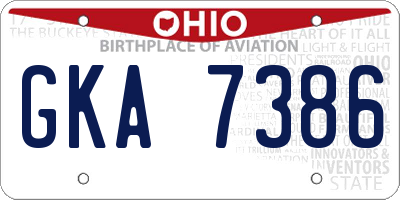 OH license plate GKA7386