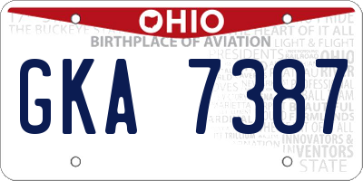 OH license plate GKA7387