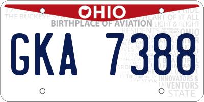 OH license plate GKA7388
