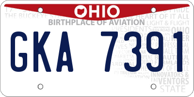 OH license plate GKA7391