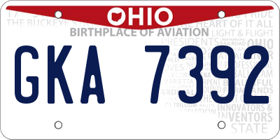 OH license plate GKA7392