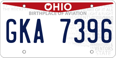 OH license plate GKA7396
