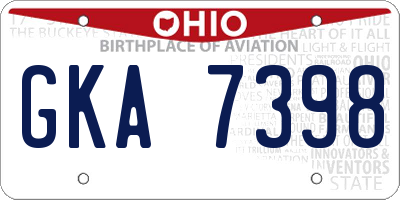OH license plate GKA7398