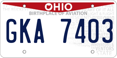 OH license plate GKA7403