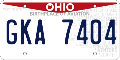OH license plate GKA7404