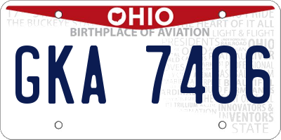 OH license plate GKA7406