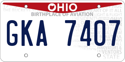 OH license plate GKA7407