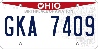 OH license plate GKA7409