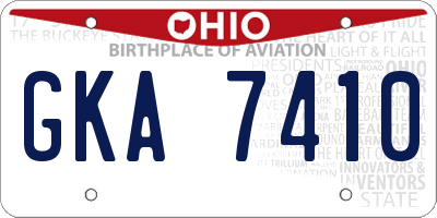 OH license plate GKA7410