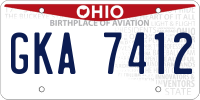 OH license plate GKA7412
