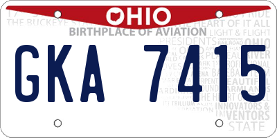 OH license plate GKA7415
