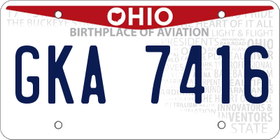 OH license plate GKA7416