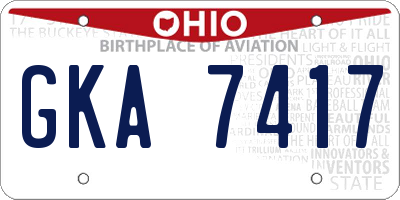 OH license plate GKA7417