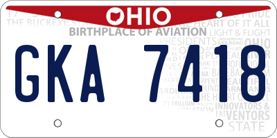 OH license plate GKA7418