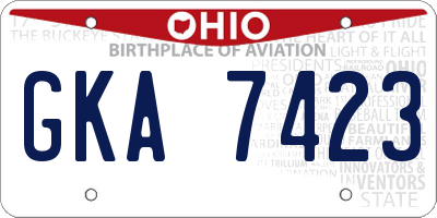 OH license plate GKA7423