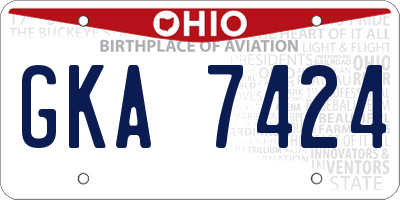 OH license plate GKA7424