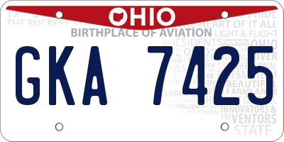 OH license plate GKA7425