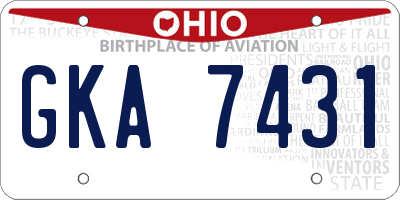 OH license plate GKA7431