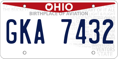 OH license plate GKA7432