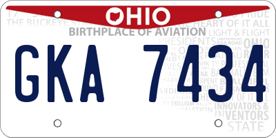 OH license plate GKA7434