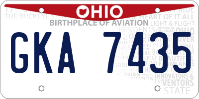 OH license plate GKA7435