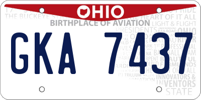 OH license plate GKA7437