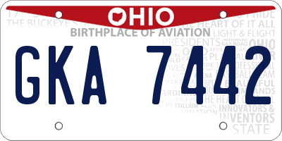 OH license plate GKA7442