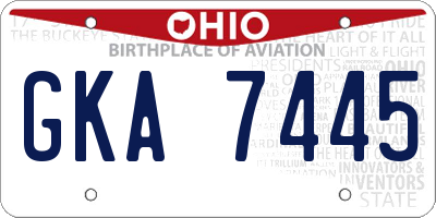 OH license plate GKA7445