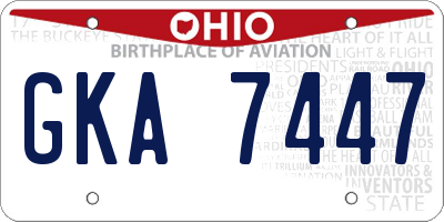 OH license plate GKA7447
