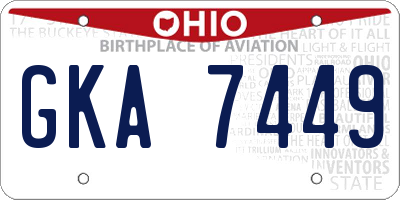 OH license plate GKA7449