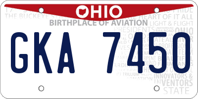 OH license plate GKA7450