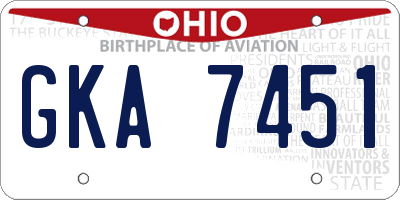 OH license plate GKA7451