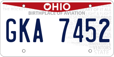 OH license plate GKA7452