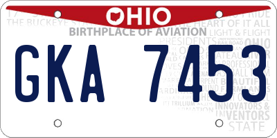 OH license plate GKA7453