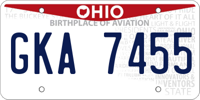 OH license plate GKA7455