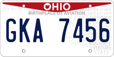 OH license plate GKA7456