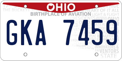 OH license plate GKA7459